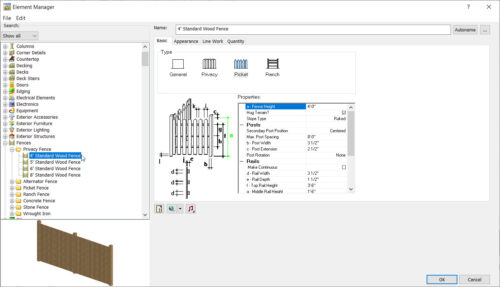 4' Fence dialog box