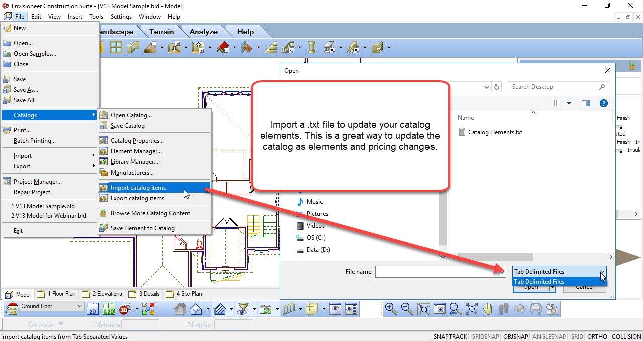  Import  TXT to Catalog Envisioneer