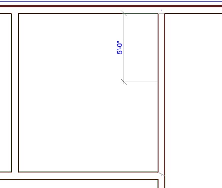 Inserting a wall a set distance away from a corner.